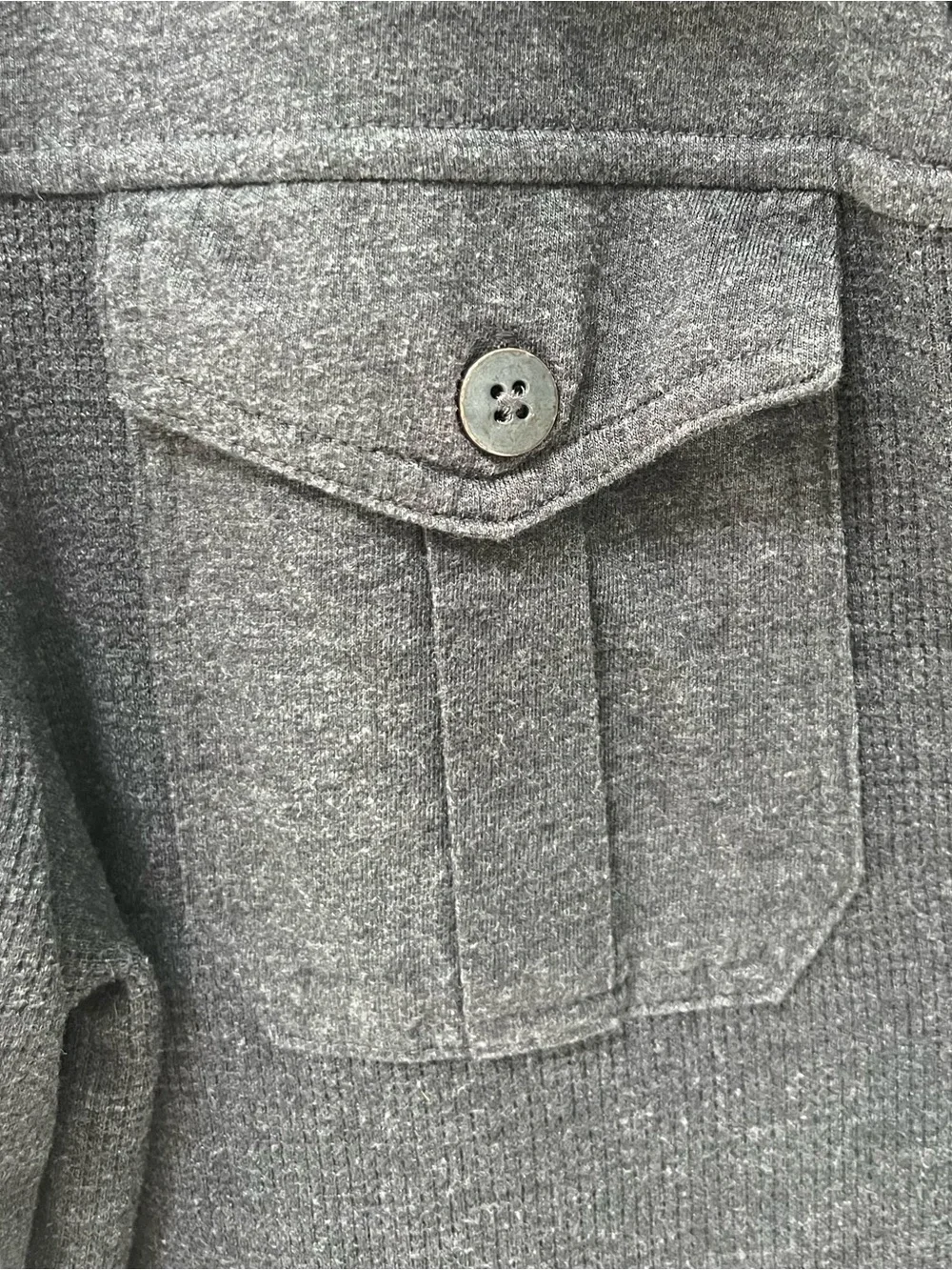 Banana Republic Mens Grey Full Zip Utility Jacket Ribbed Knit Button Pocket M